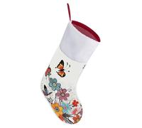 Cartoon Butterfly Flowers Christmas Stockings Personalized Xmas Tree Ornament Stocking Plush Cuff Stockings for Family Holiday Xmas Party Decoration Socks