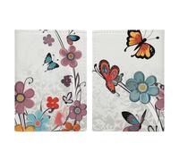 Cartoon Butterfly Flowers Passport Holder, ID Card Protector Case Passport Holder with Slot Passports Travel Wallet Document Cover for Women And Men