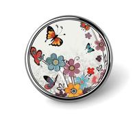 Cartoon Butterfly Flowers Round Badge Cute Brooch Hats Jackets Decor Personalized Lapel Pin Clothing Jewelry Accessories for Wedding Party Gift