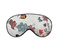Cartoon Butterfly Flowers Sleep Mask for Women Men Side Sleeper Eye Cover with Adjustable Strap Soft Breathable Blackout Mask Slip-Free Deep Sleeping Travel Essentials