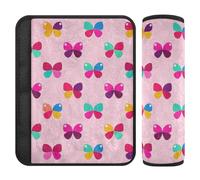 Cartoon Butterfly Polka Polka Dot Bow Pink 2 Pack Seatbelt Strap Cover Release Stress to Your Neck and Shoulders for Sedan funda para cinturón de carro