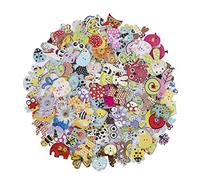 Cartoon Buttons Wooden Animal Button Mixed Color Craft Button for Sewing Scrapbooking DIY Handmade Ornament 150 Pieces
