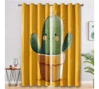 Cartoon Cactus Curtains for Living Room, Childlike Fun Kids Blackout Curtains Bedroom, 46 x 72 Inch 2 Panels, 72 Drop Eyelet Thermal Window Drapes, Home Decor