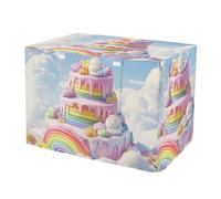 Cartoon Cake Donut Water-Resistant Dog Crate Covers Roll-up Side Panels Pet Kennel Cover with Mesh Windows Medium