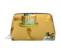 Cartoon Cake Printed Leather Portable Makeup Storage Bag, Suitable for Daily Use