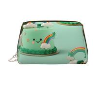 Cartoon Cake Printed Leather Portable Makeup Storage Bag, Suitable for Daily Use