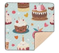 Cartoon Cakes Cute Safari Soft Padded Baby Playmat for Indoor Outdoor Lightweight Activity Entertainment Mat for Baby Toddler Infant, 50'' x 50''