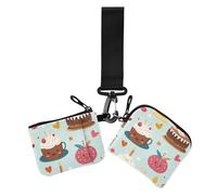 Cartoon Cakes Cute Safari Women's Wallets Card Cases Compact Size Identity Card Protector with Zipper Coin Pocket for Work Travel 2 Packs, cartoon cakes cute safari, One Size, Casual