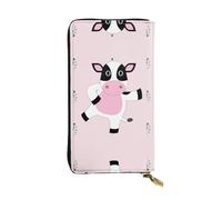 cartoon calf Long leather wallet, portable credit card holder, zippered coin purse, and ID compartment