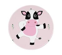 Cartoon Calf Round Mouse Pad, Non-Slip Rubber Base Small Mouse Pad, Suitable for Games, Computer Laptop, 7.9x7.9 Inches.