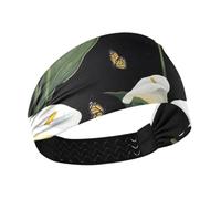 Cartoon Calla Lily Flower Black Cooling headbands for women's hair Elastic sweaty bands for tennis tennis hiking Athletic Sports