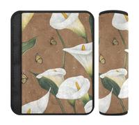 Cartoon Calla Lily Flower Brown 2 pcs car seat Strap Cover Protects Your Neck and Shoulders for Van forro para cinturon de seguridad