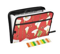 Cartoon Calla Lily Red Flower According File Organizer 13 Pockets A4 Letter Size with Zipper Closure for File Jackets