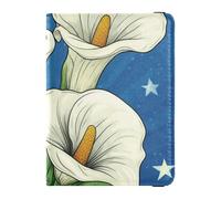 Cartoon Calla Lily White Leather Passport Holders for travel Vaccine Card Holder Cover Combo Travel Passport Wallet for women Lightweight, cartoon Calla lily white, One Size