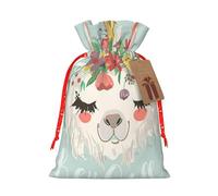 (Cartoon Camel Flower) Christmas Burlap Gift Bags, Eco-Friendly Polyester Drawstring Pouches For Holiday, Birthday & Party Gift Packaging M
