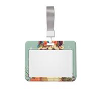 Cartoon Camel Flower ID Badge Holder with Lanyard ID Card Holders Waterproof Plastic Name Card Case Sliding ID Protector Pouch Name Tag Holders for Office Work Business