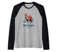 Cartoon Camel in Winter Clothes Standing in Snow Raglan Baseball Tee