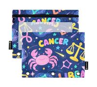 Cartoon Cancers Binder Pencil pouching with Clear Window Soft Pencil case in Assorted Colors 3 Ringing Binder for Storing School Students Teacher Supplies Multicolored 2 PCS