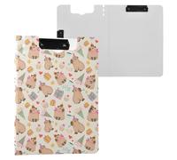 Cartoon Capybara Birthday Party Clipboard Folder, A4 Size Folder Clipboard with Pen Slot for Office School