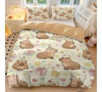 Cartoon Capybara Fun Print Duvet Cover Set - Microfiber Fun Bedding, Cute Animal Bedding (4,Single + 80 x 80cm x2)