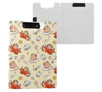 Cartoon Capybara Pilot Pattern Clipboard Folder, A4 Size Folder Clipboard with Pen Slot for Office School