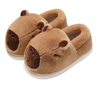 Cartoon Capybara Plush Slippers Warm Fluffy House Slipper for Women and Men Winter Indoor Shoes Soft Cotton Footwear with Cozy Anti-slip Sole Enclosed Design (uk-6.5)