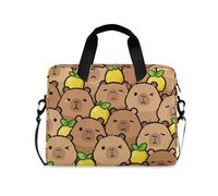 Cartoon Capybaras Happy Birthday Laptop Sleeve Case Polyester Laptop Zipper Case messenger bags for Work Travel with Strap Handle, 13 14 15.6 inch
