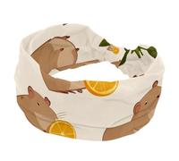 Cartoon Capybaras with Orange Womens Headbands Elastic Head Bands Non Slip Wide Hairband Turban Headband for Workout Yoga Sport Running