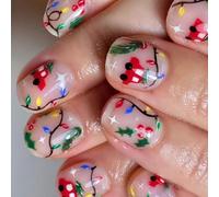 Cartoon Car Artificial Nails Christmas Light Strips Full Covers Stick On Nails Press On Nails Short Square False Nails