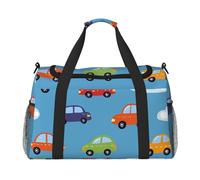 Cartoon Car Cloud Travel Duffle Bag Cute Taxi Gym Overnight Weekender Bag for Men Women Lightweight Carry On Luggage for Workout Holiday