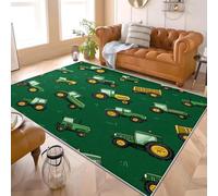 Cartoon Car Pattern Flannel Rug for Living Room & Bedroom Soft Fluffy Carpet Green Non-Slip, Machine Washable, Kids Area Rug Mat for Playroom & Floor Protector 140x200 cm