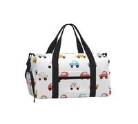 Cartoon Car Pattern Gym Bag for Men Women, Cute Weekend Travel Duffle Bag with Shoe Compartment,Water-Resistant Sport Overnight Tote Dance Yoga Carry On Holdall