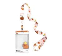 Cartoon Card Case and Lanyard Set Identity Protectors with Retractable Badge Reel with Spring String Stylish Sleeve