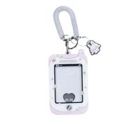 Cartoon Card Holder Credit Sleeve Covers Protector with Pendant Keychain Acrylic Photocard for Woman Girl Acrylic Photocard with Pendant Keychain Cartoon for Woman