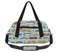 Cartoon Cars Kids Overnight Duffle Bags for Girls Boys, Engineering Vehicle Lightweight Sports Gym Bag for Kids，Small Overnight Weekender Carry on Travel Bags Dance Bag, Cartoon Cars, 18.5L x 7.8W x