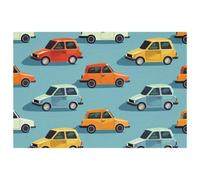 Cartoon Cars on Road Placemats, Set of 6 Table Mats for Dining Tables, 12×18 Inches Anti-Skid Heat Resistant Kitchen Table Place Mats