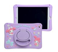 Cartoon Case for iPad Air 1/2 iPad 9.7 2017/2018，MONEHOYSY Cute Soft Silicone Kickstand [Drop Proof,Shock Proof,Anti Slip] Back Stand Cover Case for Kids Children Teens Girls Boys (Melody-1)