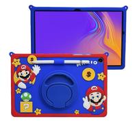 Cartoon Case for iPad Air 1/2 iPad 9.7 2017/2018，MONEHOYSY Cute Soft Silicone Kickstand [Drop Proof,Shock Proof,Anti Slip] Back Stand Cover Case for Kids Children Teens Girls Boys (Mario)