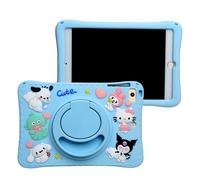 Cartoon Case for iPad Air 1/2 iPad 9.7 2017/2018，MONEHOYSY Cute Soft Silicone Kickstand [Drop Proof,Shock Proof,Anti Slip] Back Stand Cover Case for Kids Children Teens Girls Boys (Kitty-2)