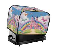 Cartoon Castle Rainbow Butterfly Toaster Cover 2 Slice Dust Cover for Bread Machine,Small Kitchen Appliance