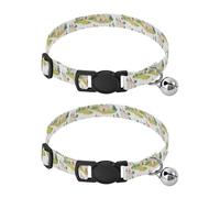 Cartoon Castle Tree Cute White Collars for Small Dogs 5-15Lbs Quick Release Buckle Collars for Girl and Boy Dogs Set of 2