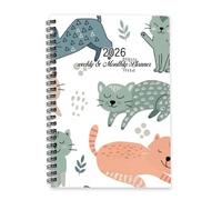 Cartoon Cat 2026 Notebook A5 To Do List Notebook Planning Diary for Women Planner for Study Week To View Monthly Year Diary Planner with Dotted Line Note Page Slim