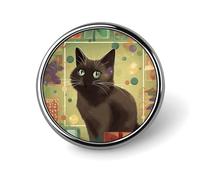 Cartoon Cat And Christmas Round Badge Pin Funny 1 Inch Button Brooch Lapel Pins Fashion Hat Shirt Pin Tie Tack Pinback Buttons Badge Party Supplies Decor Badges For Clothing Coat Hat Dress For Men Wom