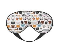 Cartoon Cat and Dog Double Sided Sleep Mask Soft Comfortable Light Blocking Eye Cover for Night Rest