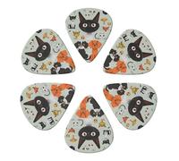 Cartoon Cat and Dog Printed Guitar Picks 6-Pack with Holder - 0.96mm Funny Guitar Picks for Acoustic Guitar, Electric Guitar, Bass Guitar