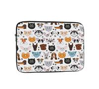 Cartoon Cat And Dog Printed Laptop Sleeve - 15 Inch Laptop Protective Case, Shockproof Oxford Fabric