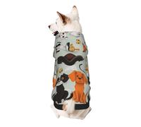 Cartoon Cat and Dog Printed Puppy Dog Hoodie Soft Cozy & Breathable Pet Sweatshirt Cute Pet Clothing for Dog Cat Small Pets, L