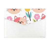 Cartoon Cat and Flower Plastic Folders A4, A4 Plastic Folders, Small Folder, Teacher Essentials Document Wallets, Expanding File Organiser with Snap Button, Pockets for School Office Home Travel