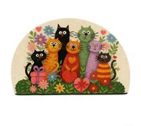 Cartoon Cat Anti Slip Door Mat Cotton Composition Dirt Resistant for Use in Entryway Living Room Kitchen and Covered Outdoor Spots (1PC)