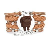Cartoon Cat Big eyes Friendship love heart adjustable leather braided brace
